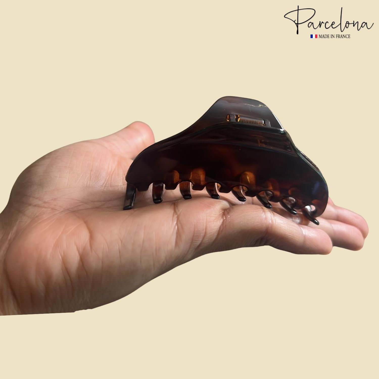 Parcelona French Boss Thin and Narrow Cellulose Hair Claws for Women (2 Pcs)