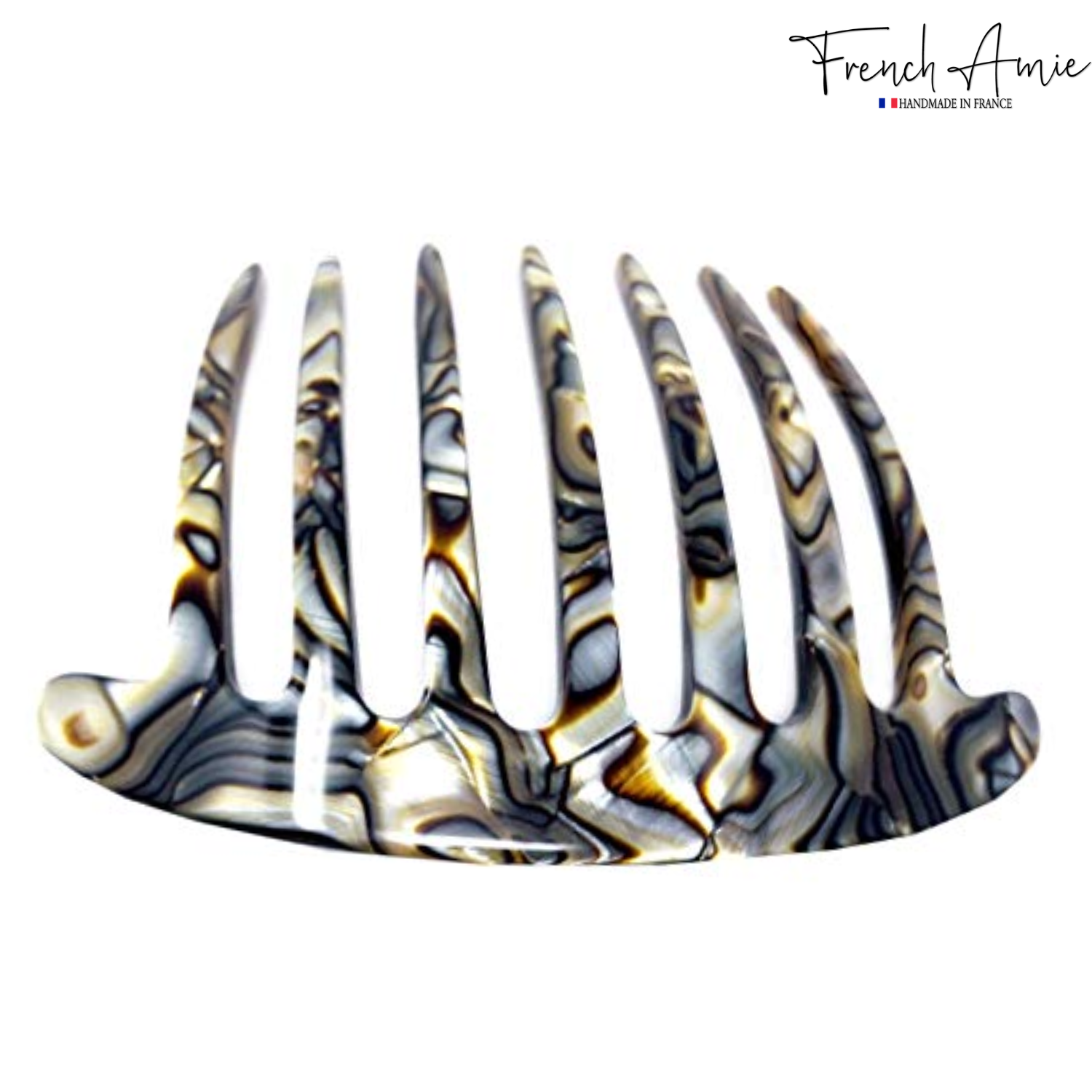 French Amie 7 Teeth Handmade Cellulose Side Hair Comb for Women and Girls
