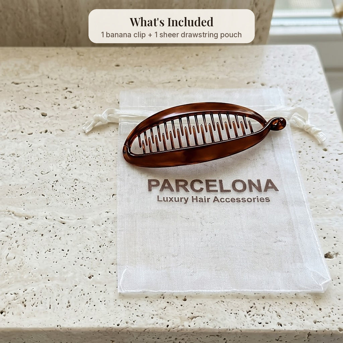 Parcelona French Extra Large 5.5" Cellulose Ponytail Holder Banana Hair Clip