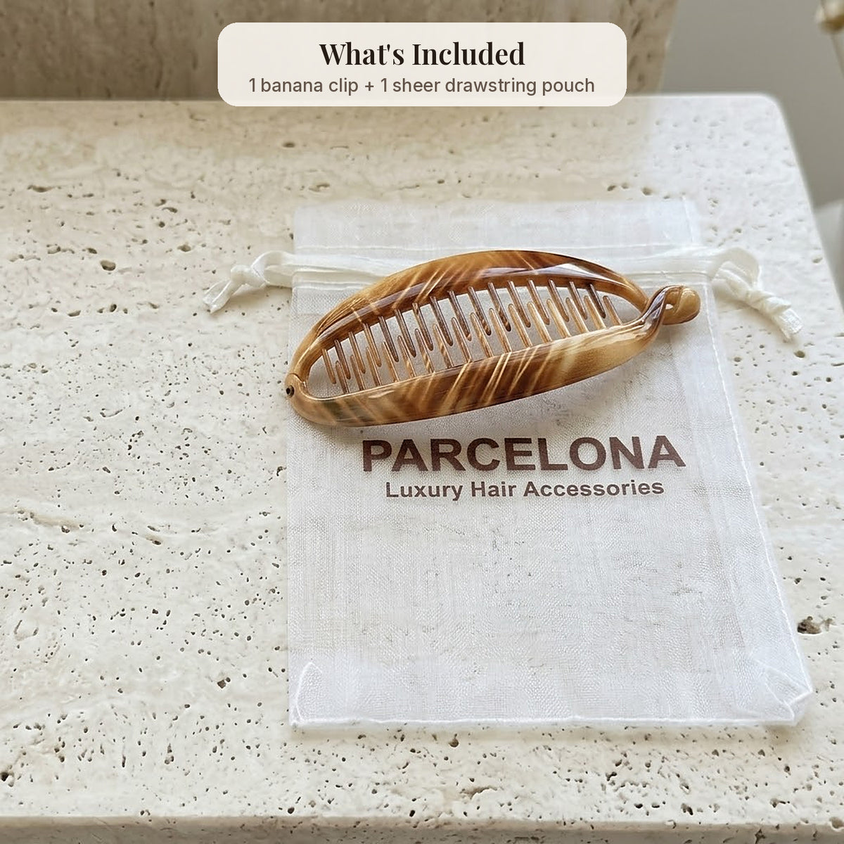 Parcelona French Extra Large 5.5" Cellulose Ponytail Holder Banana Hair Clip