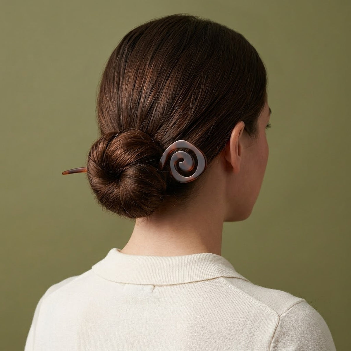 French Amie Swirl 6 Inch Spiral Bun Hair Pins, Tortoise Shell & Black, Set of 2