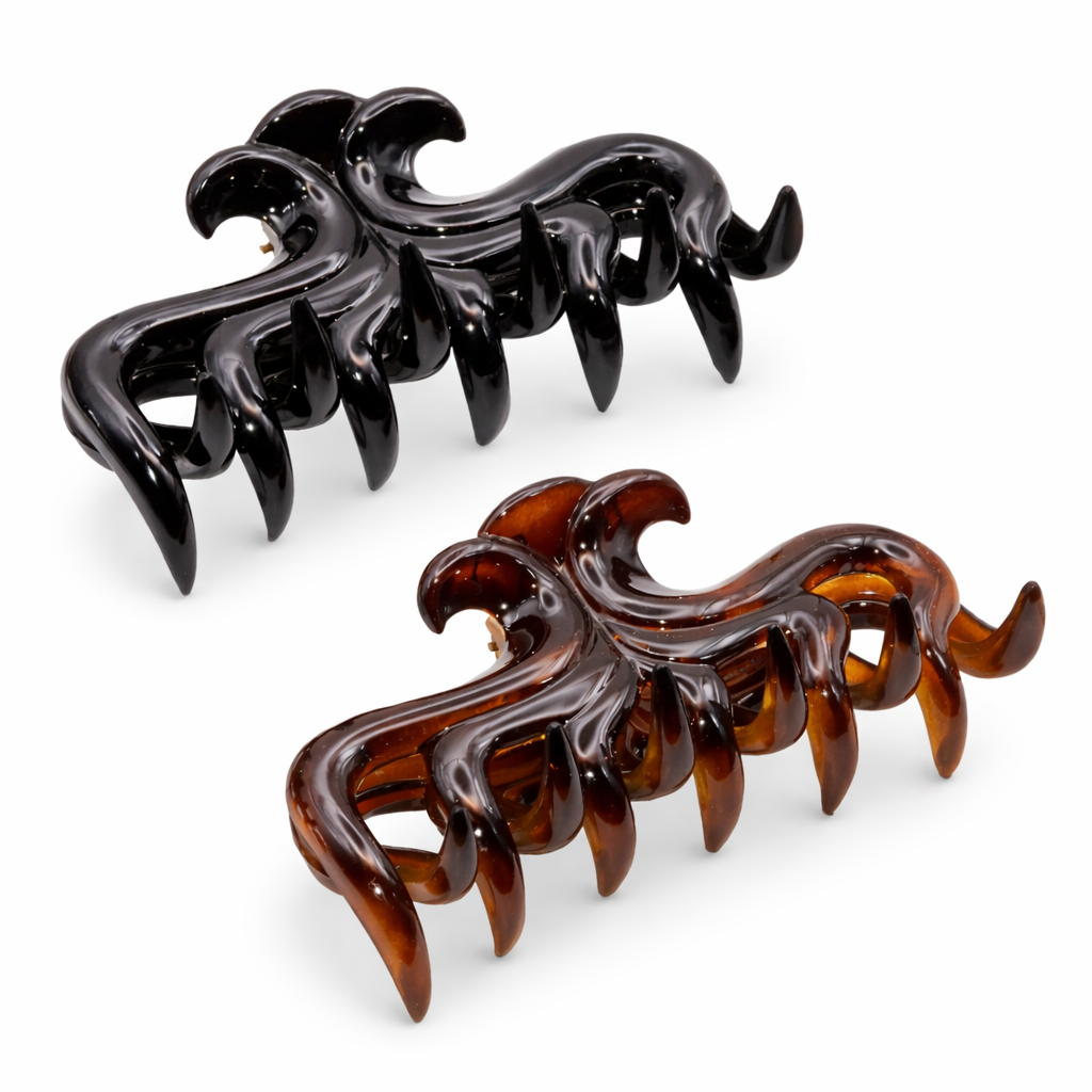 Parcelona French Sleek Grips Shell and Black Cellulose Medium Flexible Hair Claw