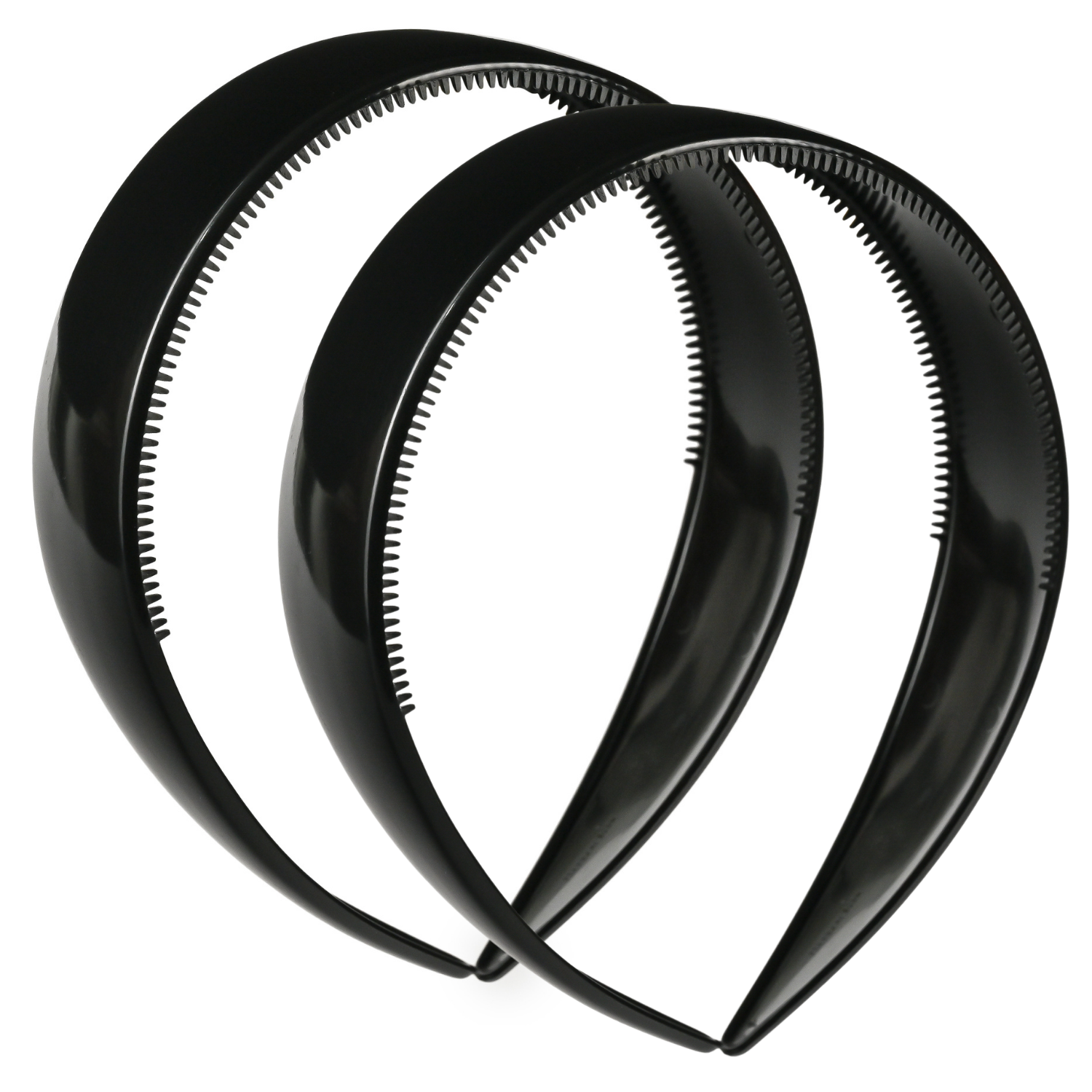 Two black hairbands on a white background