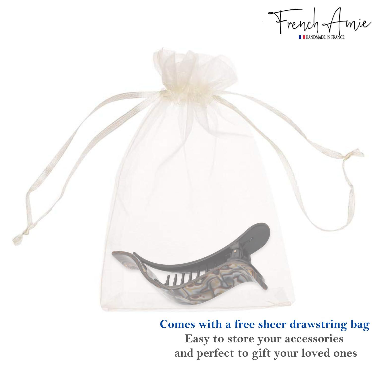 French Amie Duckbill Style Curved Rectangle Hair Claw – Women Girls Hair Clip