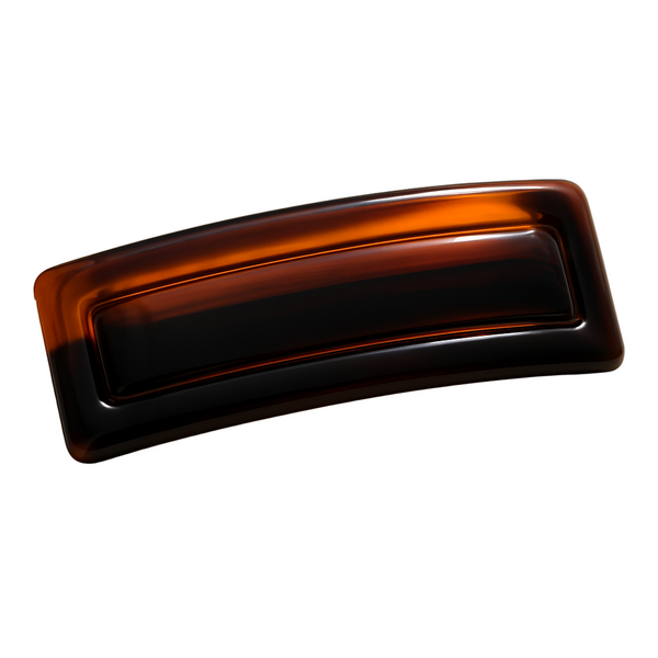 Rectangular tortoiseshell hair clip on a white background
