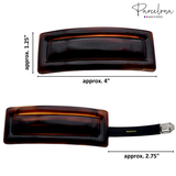 Brown hair clips with measurements and 'Parcelona' branding on a white background.
