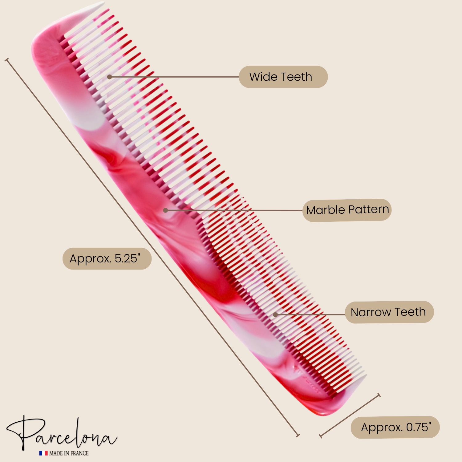 Parcelona French Small 5.25" Pocket Hair Comb for Women, Men for Daily Grooming