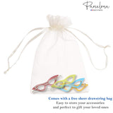Colorful hair clips in a free sheer drawstring bag with 'Parcelona' branding.