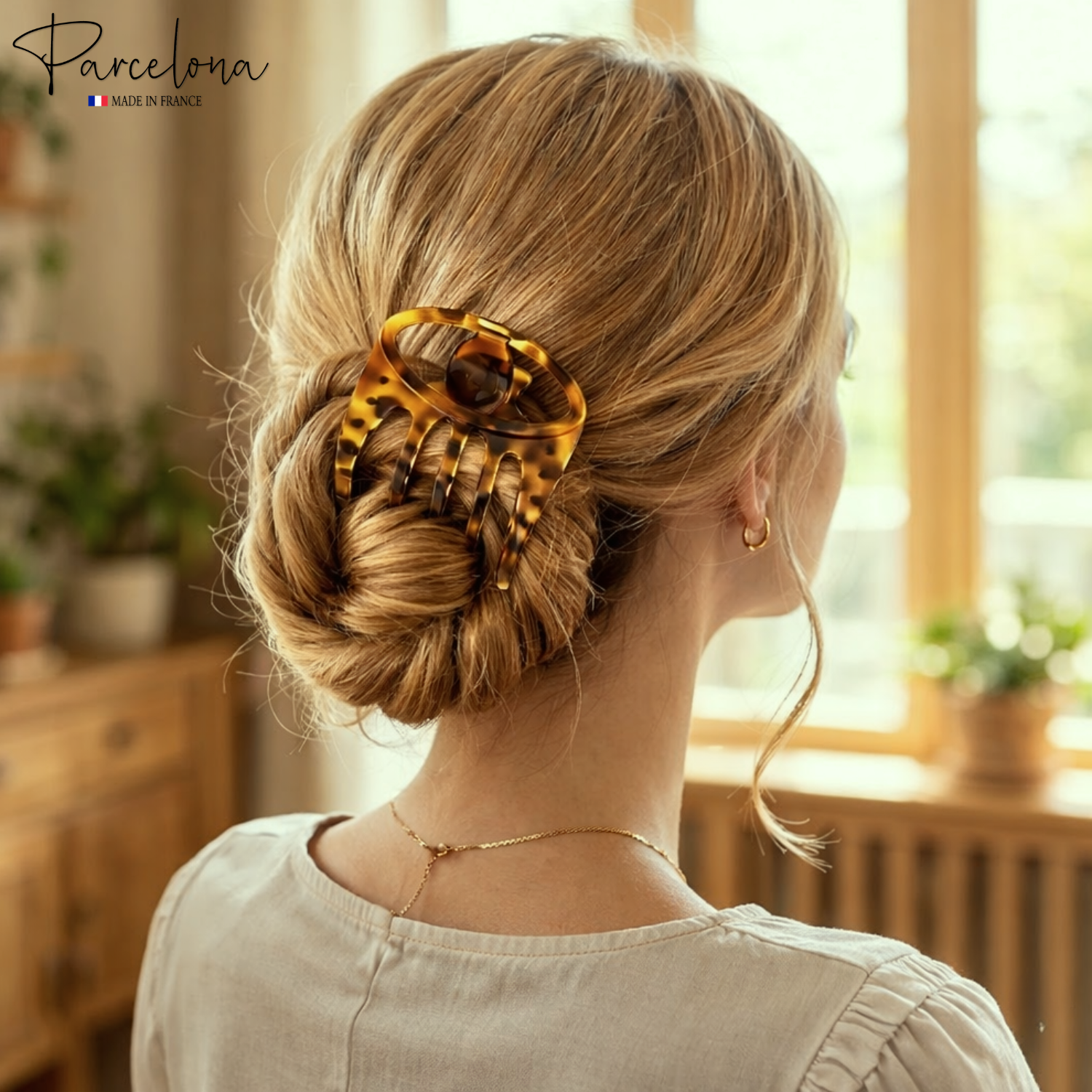 Parcelona French Curvy Oval Paw Medium Cellulose Hair Claw for Women and girls
