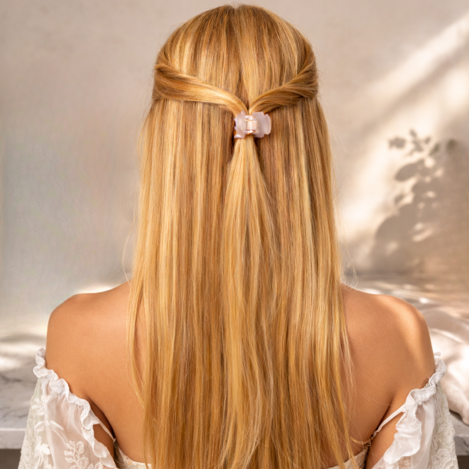 Parcelona French Glossy Square Very Small Cellulose Hair Claws for Women 2Pcs