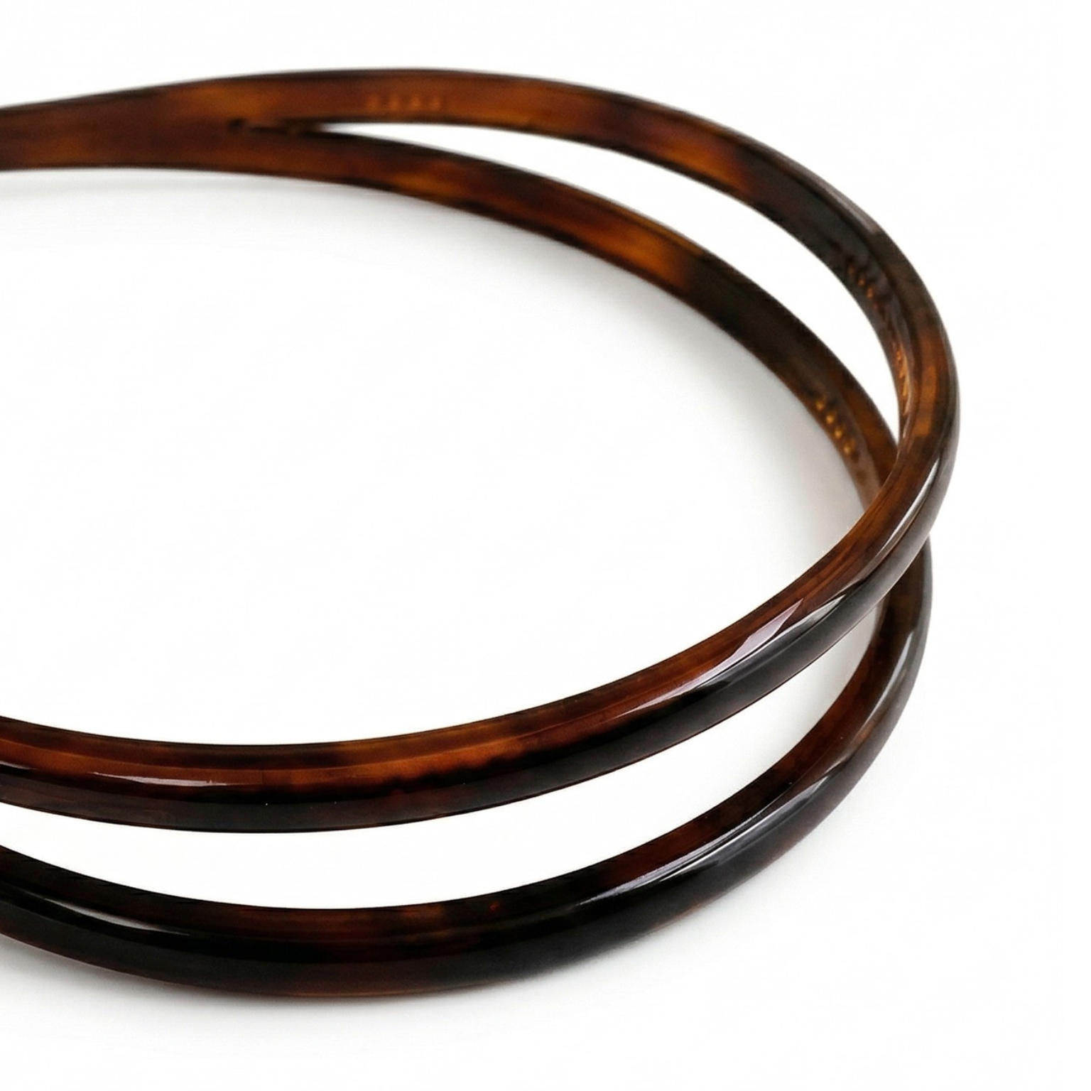 Parcelona French Double Row Tortoise Shell Cellulose Acetate Hair Headband