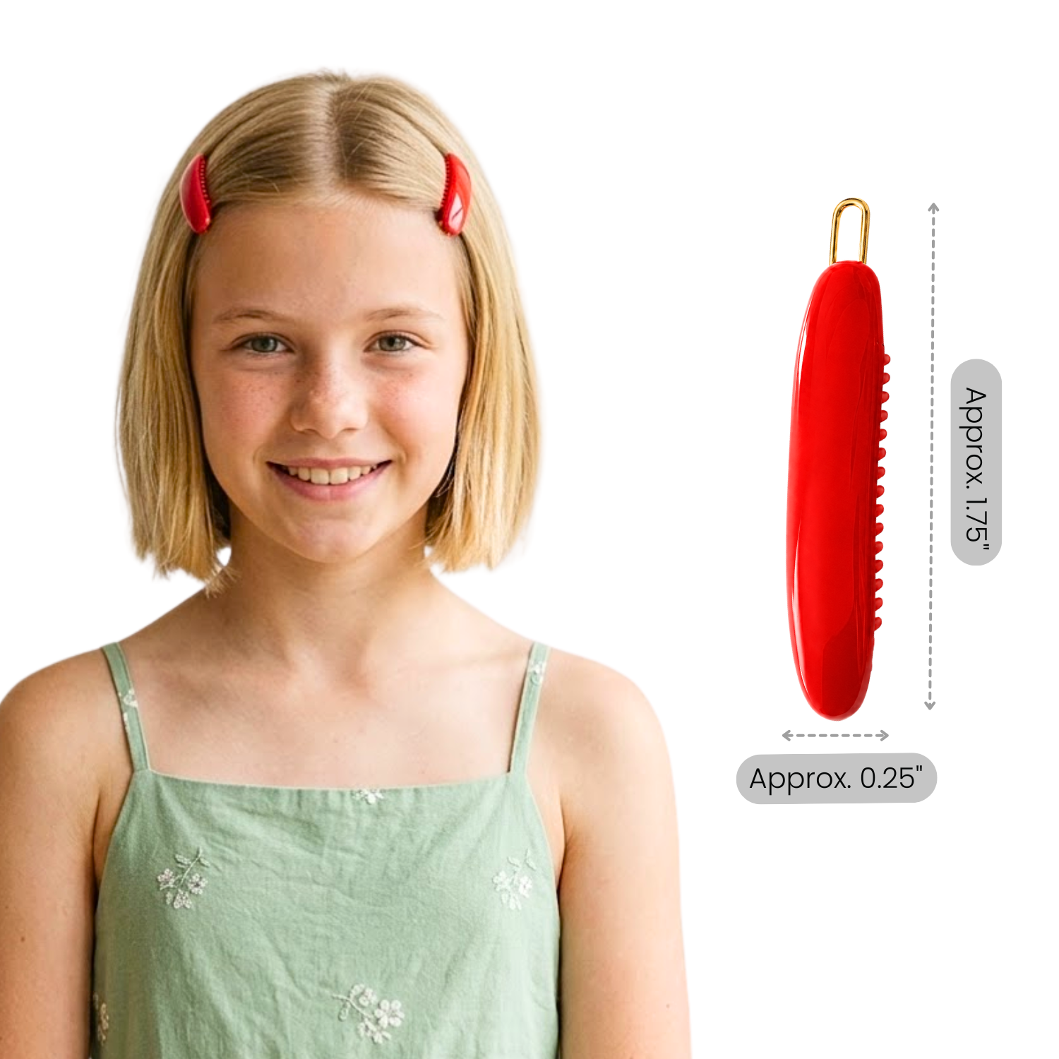 French Amie Oval Hair Barrette Clip Set of 2 Cellulose Acetate Tige Boule Clasp