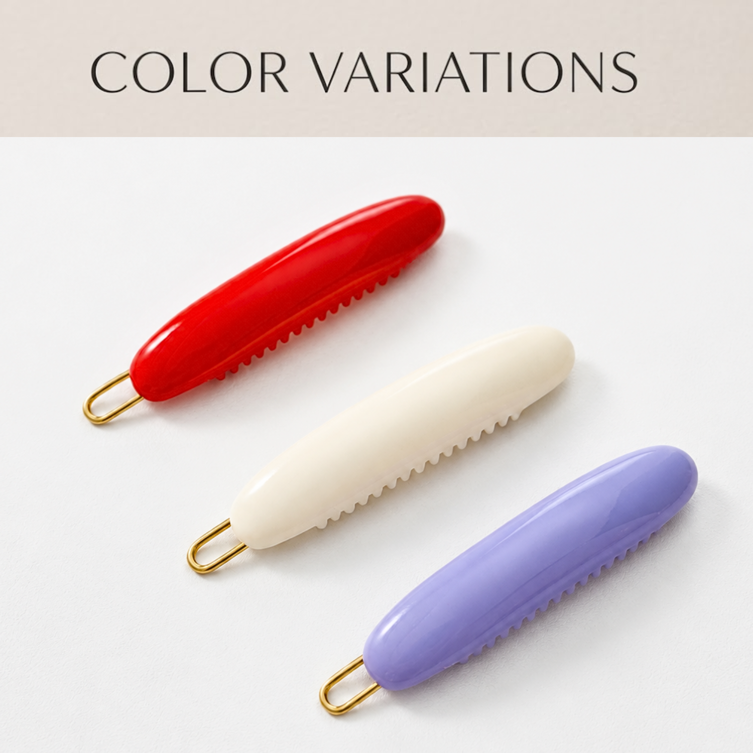 French Amie Oval Hair Barrette Clip Set of 2 Cellulose Acetate Tige Boule Clasp
