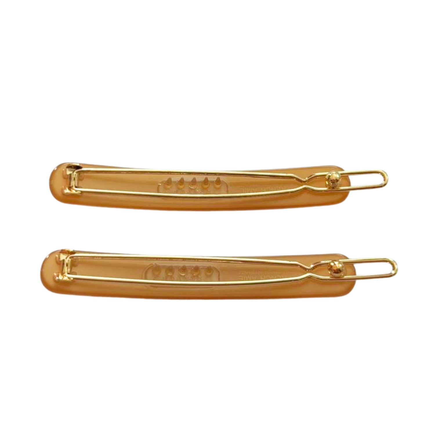 French Amie Rounded Oblong Small 2.5" Tige Boule Metal Clasp Hair Barrettes