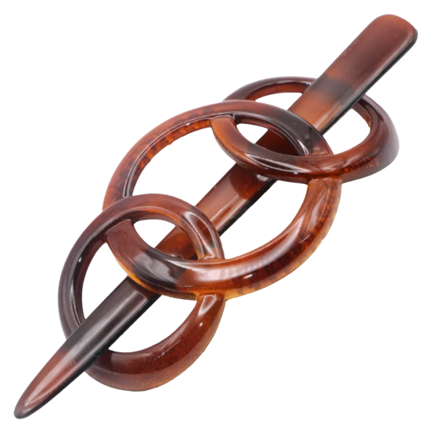 Parcelona French Triple Ringed Cellulose Barrette with Stick for Women and Girls