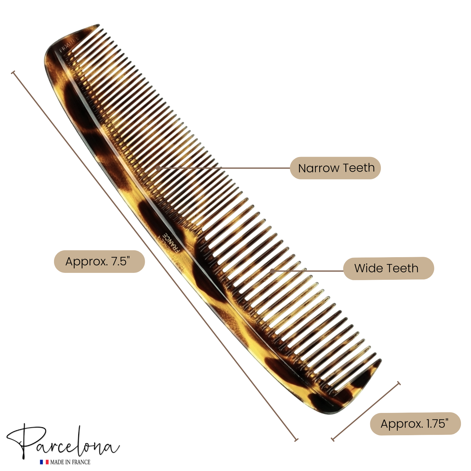 Parcelona French Dressing Comb 7.5" Wide Narrow Teeth Detangler Hair Accessories