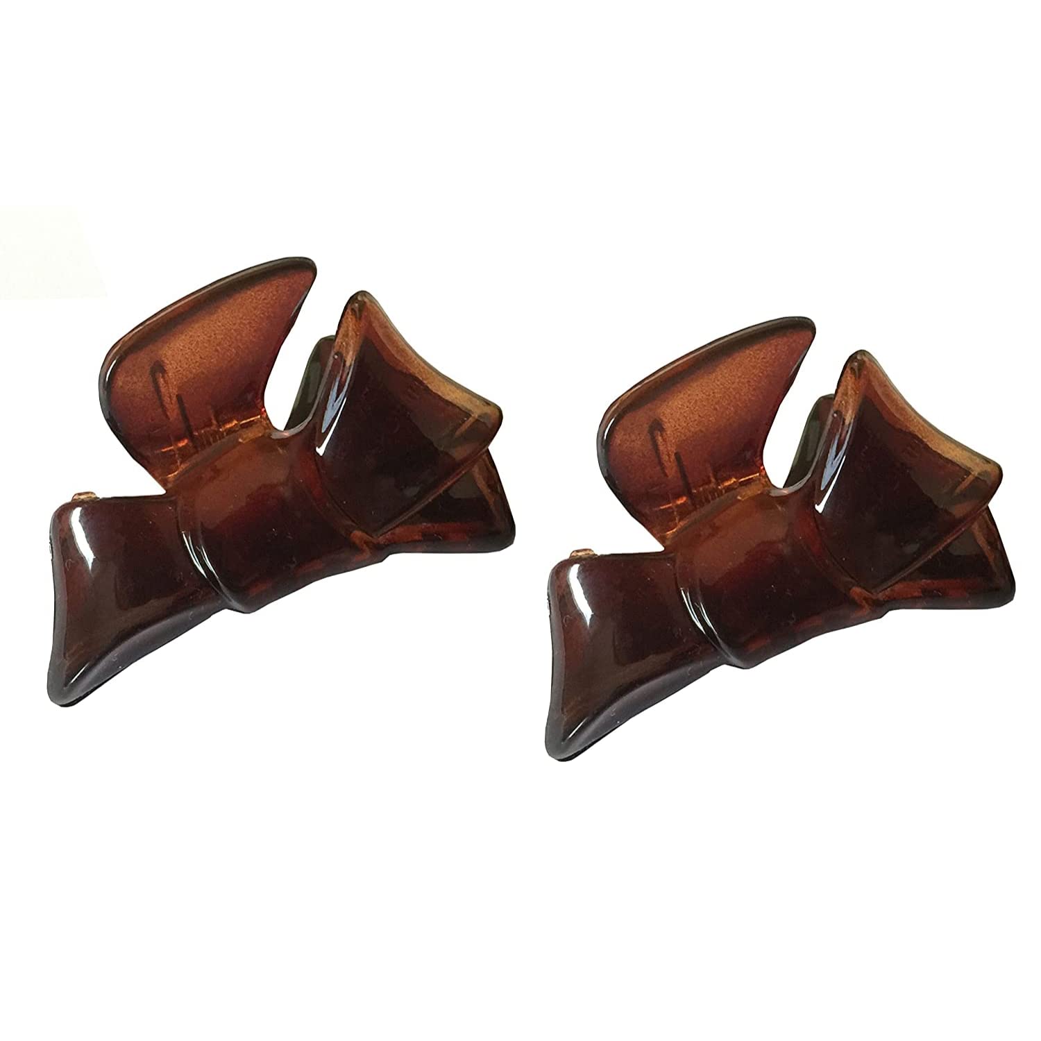 Parcelona French Bow Set of 2 Small Cellulose Shell Jaw Hair Claw Clamp Clutcher