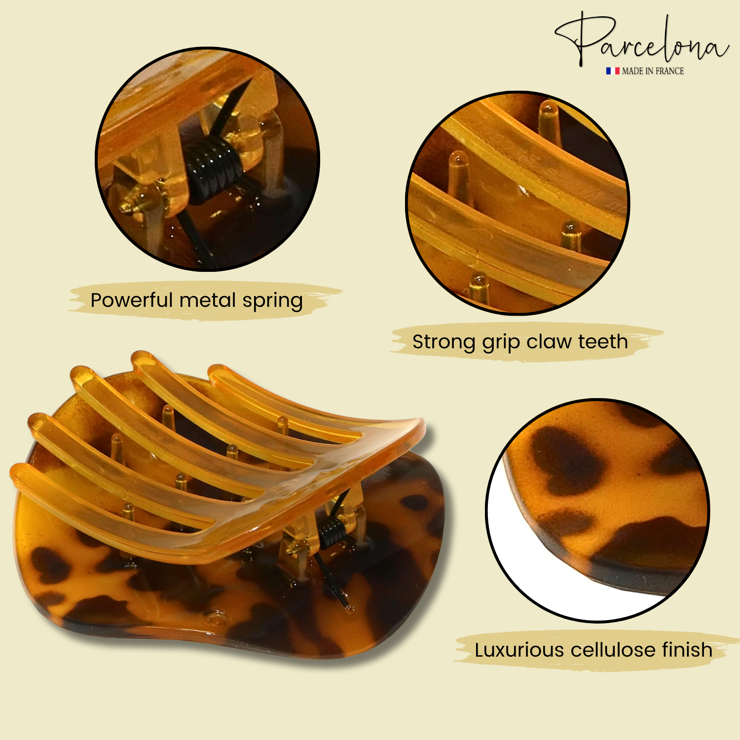 Parcelona French Onde Small 2 3/4" Cellulose Side Slide in Hair Claw for Women