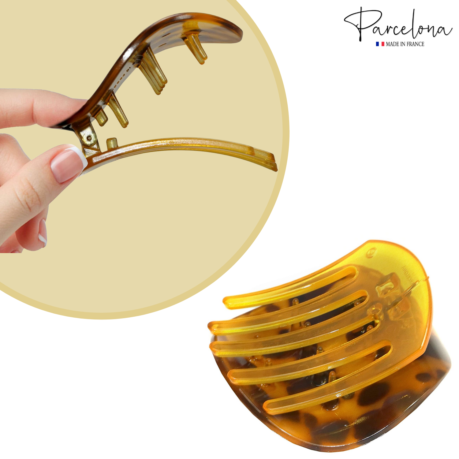 Parcelona French Onde Small 2 3/4" Cellulose Side Slide in Hair Claw for Women