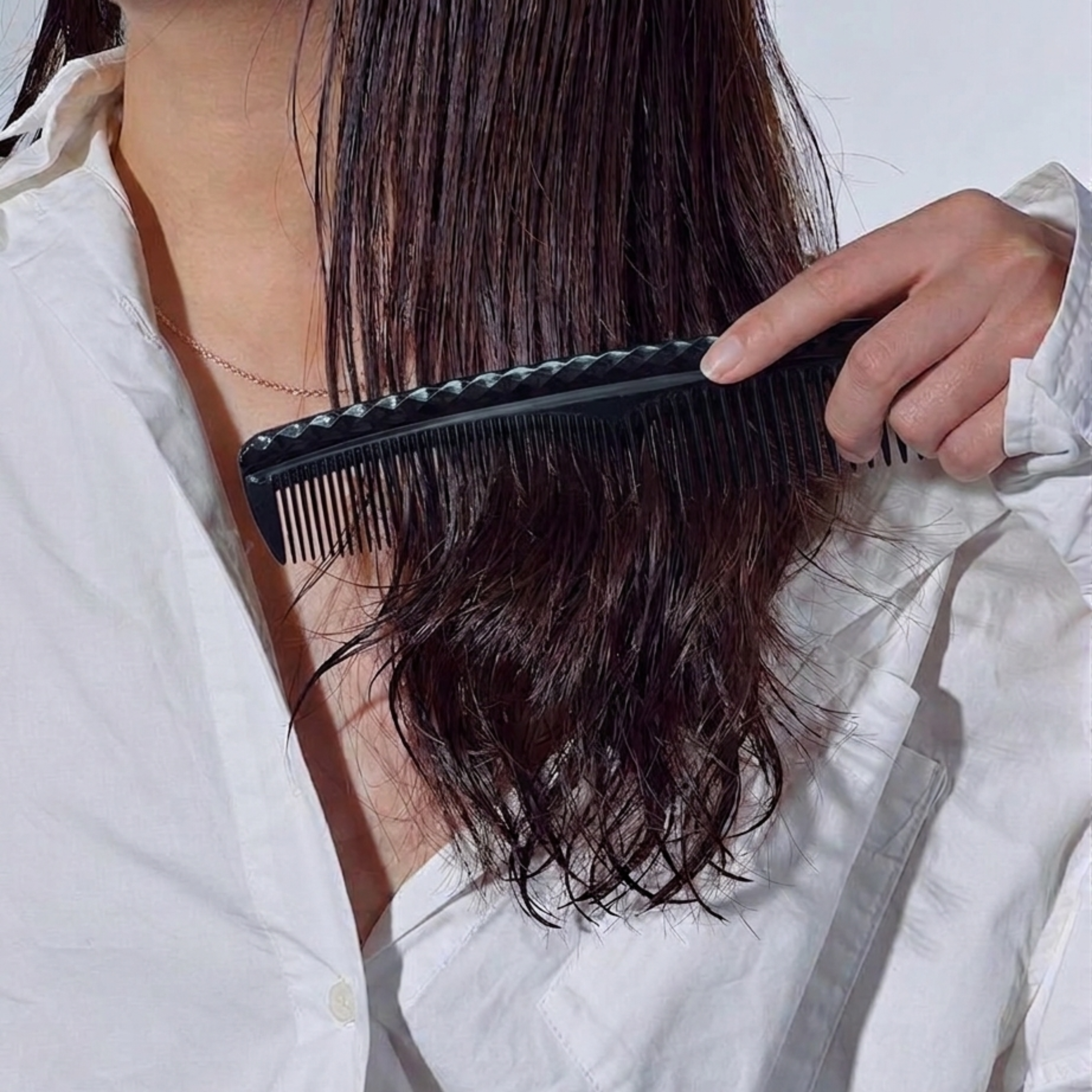Parcelona Peigne Cellulose Acetate Black Dual Tooth Hair Styling Comb