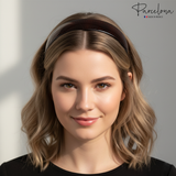 Model wearing Parcelona French acetate headband for women and girls