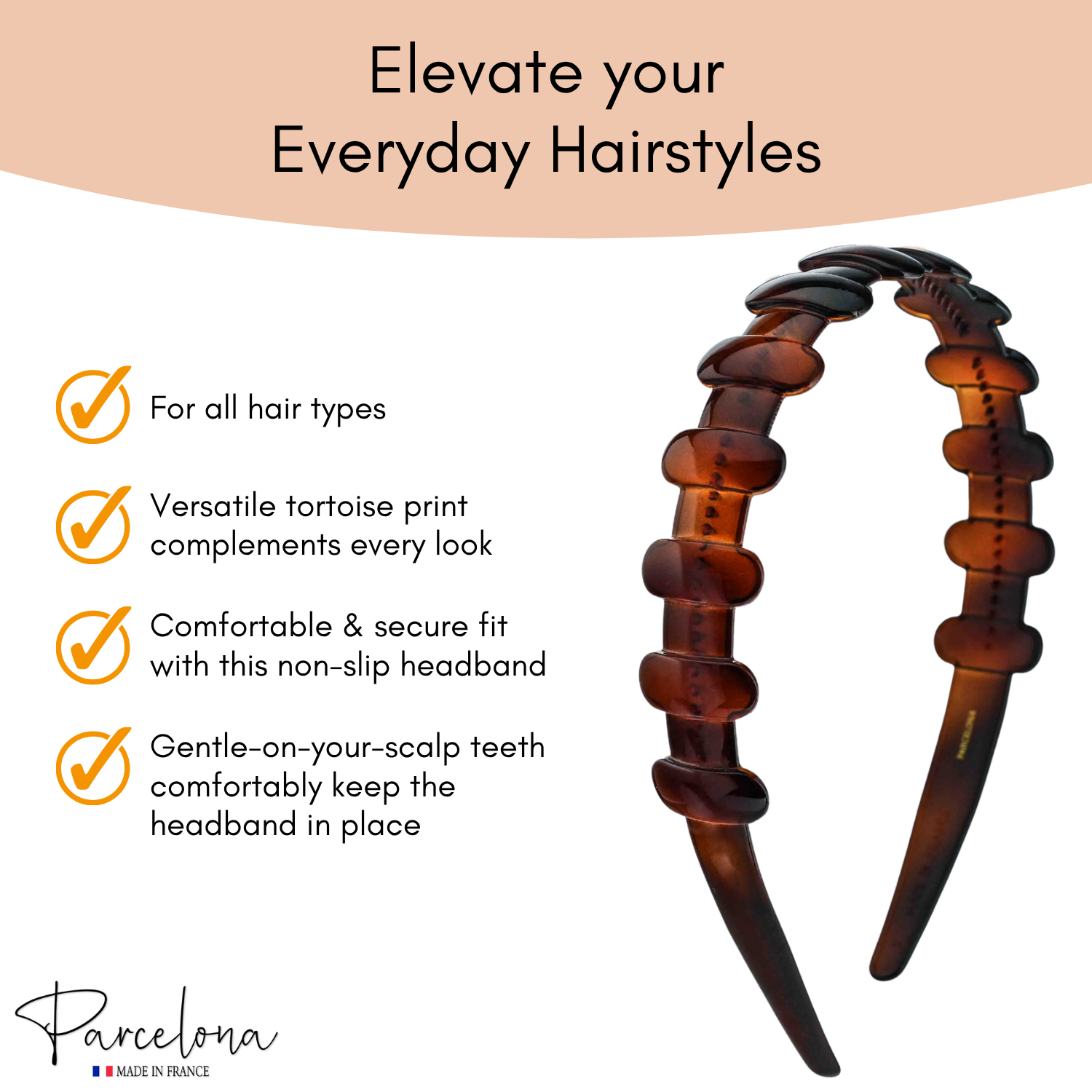 Comfortable non slip Parcelona French headband for everyday hairstyles