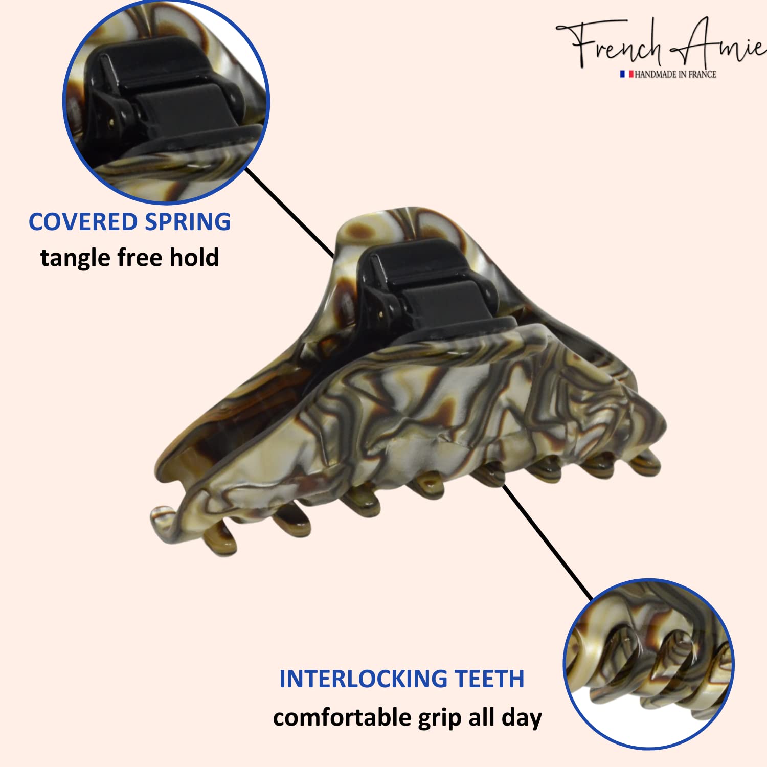 French Amie Director Thin and Narrow Small Handmade Cellulose Hair Claw for Women