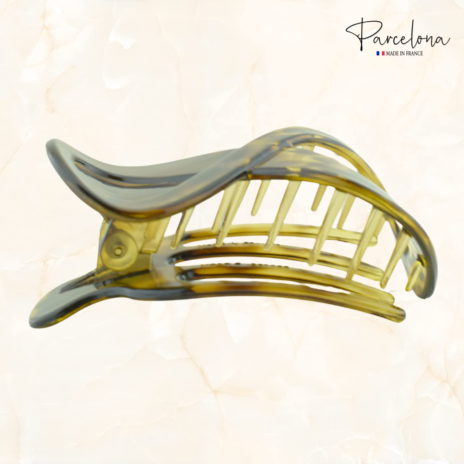 Parcelona French Infinity Loop Medium 3” Cellulose Hair Claw for Women and Girls