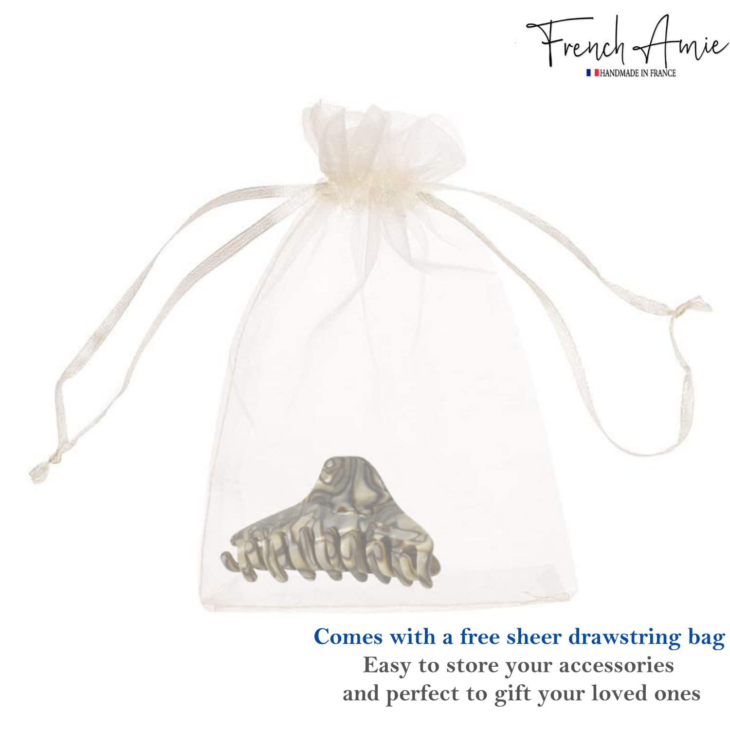 French Amie Director Thin and Narrow Small Handmade Cellulose Hair Claw for Women