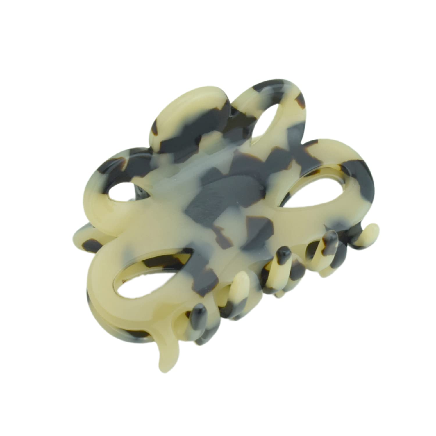 French Amie Flower Small 2 1/4"Handmade Cellulose Covered Spring Hair Claw Clips