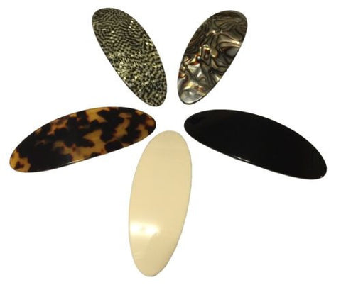French Amie Fine Oval Medium Celluloid Handmade Automatic Hair Clip Barrette-French Amie-ebuyfashion.com