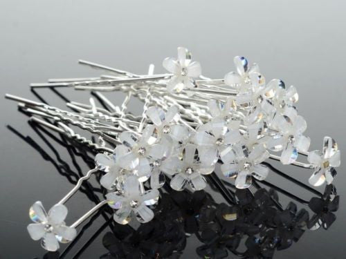 Moeni 10 Pcs Bridal Wedding Prom Flower Rhinestone Crystal Hair Styling U Pins-Moeni-ebuyfashion.com