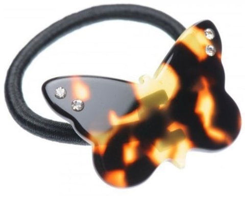 French Amie Butterfly Tokyo Crystal Celluloid Handmade Ponytail Holder Hair Tie-French Amie-ebuyfashion.com