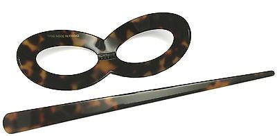 French Amie Infinity Onyx & Tokyo Celluloid Hair Slide Bun Cover With Stick-French Amie-ebuyfashion.com