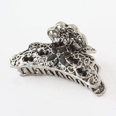 Moeni 2.5 Inches Crystal Rhinestone Silver Metal Claw Jaw Hair Clip Clutcher-MOENI-ebuyfashion.com