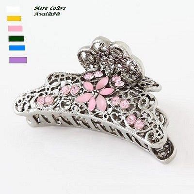 Moeni 2.5 Inches Crystal Rhinestone Silver Metal Claw Jaw Hair Clip Clutcher-MOENI-ebuyfashion.com