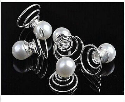 Gold & Silver Pearl Spiral Swirl Twist Stack Head Hair Pin Clip Dress Top 10Pcs-Moeni-ebuyfashion.com