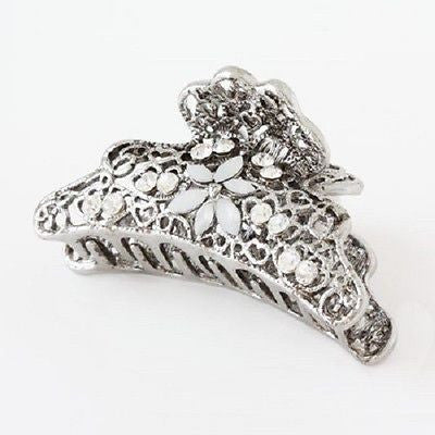Moeni 2.5 Inches Crystal Rhinestone Silver Metal Claw Jaw Hair Clip Clutcher-MOENI-ebuyfashion.com