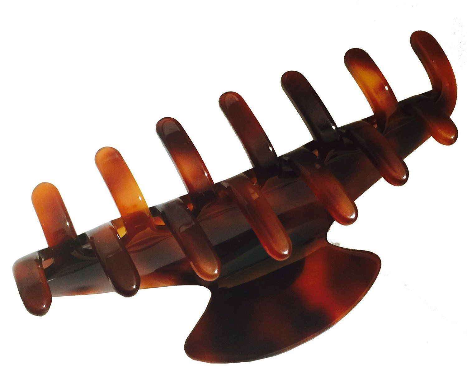 French Amie Long Large Onyx & Cream Tokyo Handmade Celluloid Jaw Hair Claw Clip-French Amie-ebuyfashion.com
