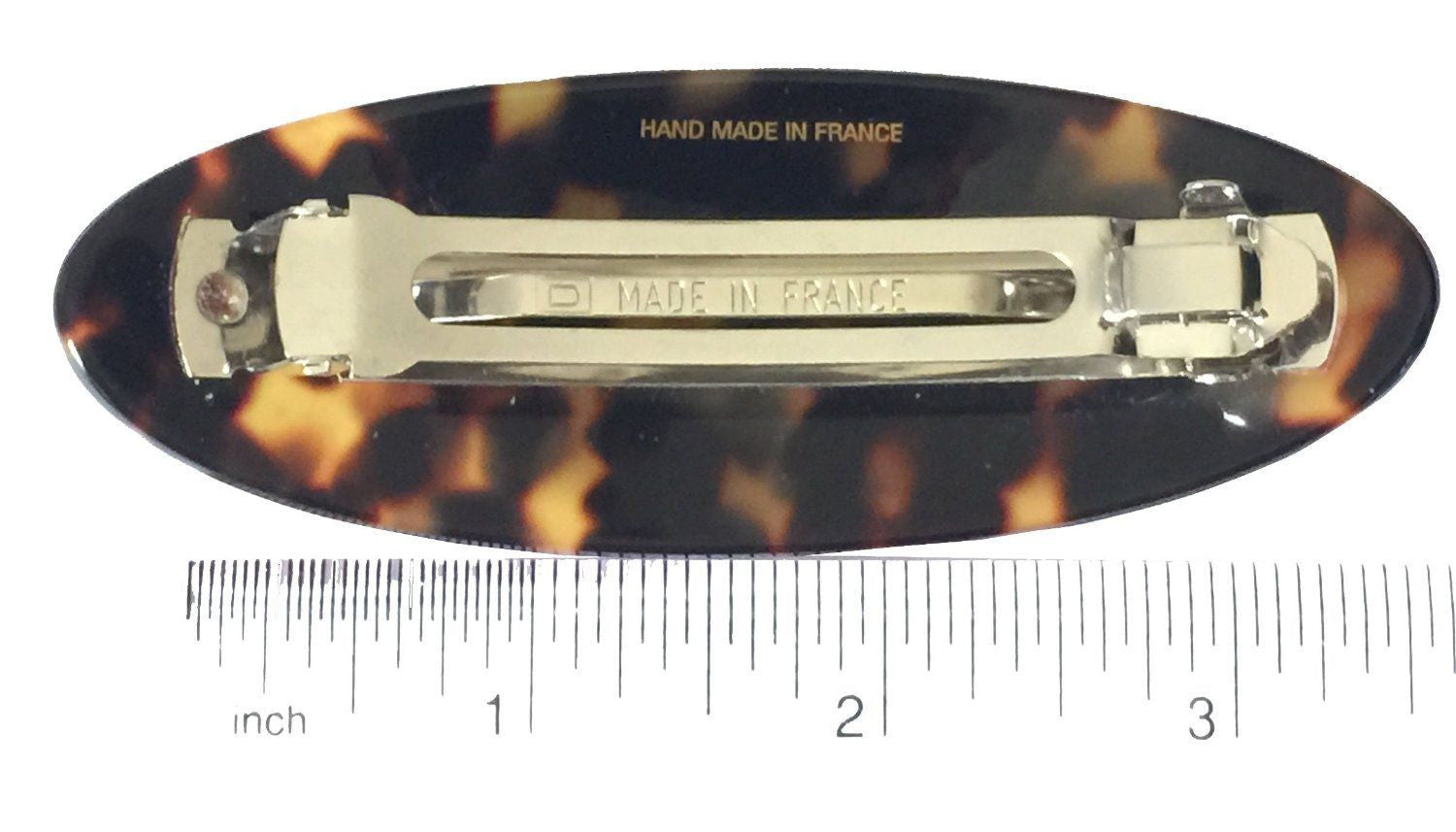 French Amie Fine Oval Medium Celluloid Handmade Automatic Hair Clip Barrette-French Amie-ebuyfashion.com