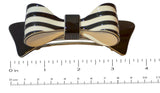 French Amie Large White Black Striped Bow Wide Handmade Hair Clip Barrette-French Amie-ebuyfashion.com