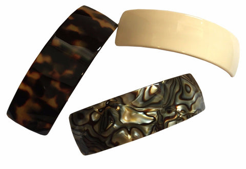French Amie Handmade Curved Medium Automatic Strong Grip Hair Clip Barrette-French Amie-ebuyfashion.com