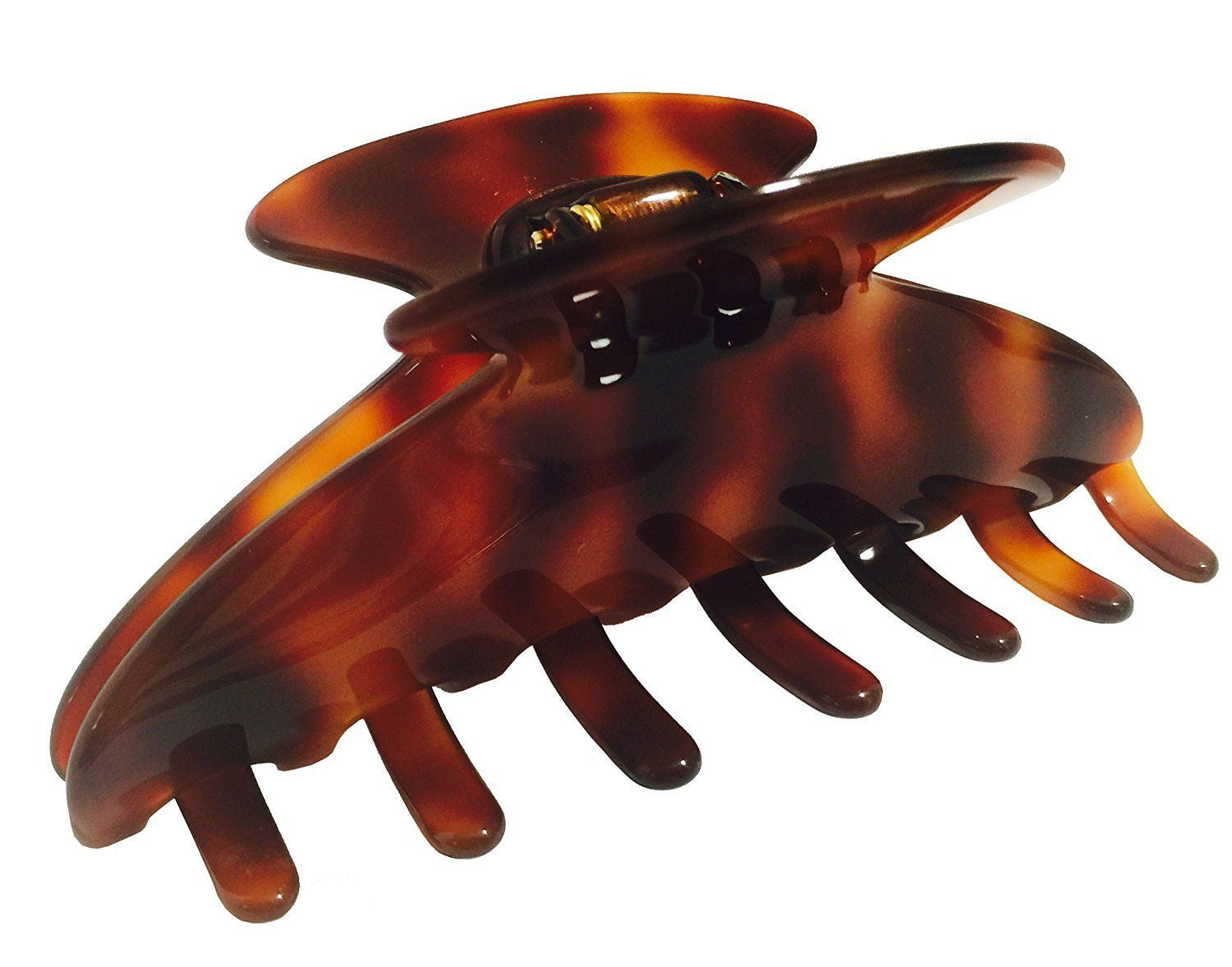 French Amie Long Large Onyx & Cream Tokyo Handmade Celluloid Jaw Hair Claw Clip-French Amie-ebuyfashion.com