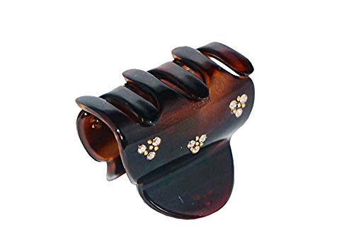 Parcelona French Trio Crystals Shell Cellulose Covered Spring Small Hair Claw