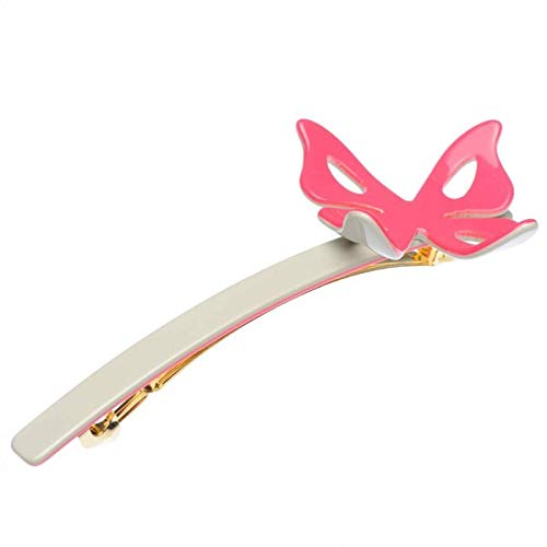 French Amie Little Butterfly Pink Ivory Large Handmade Cellulose Hair Barrette