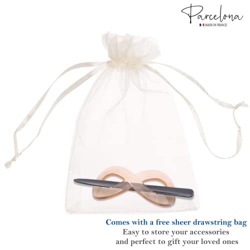 Parcelona French Infinity Medium Cellulose Hair Slider Bun Cover for Women