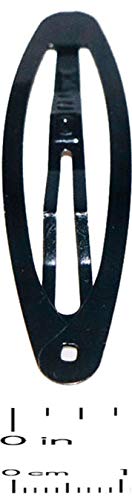 Parcelona French Ellipse Black Medium Set of 6 Metal Snap Clic Clac Hair Pins