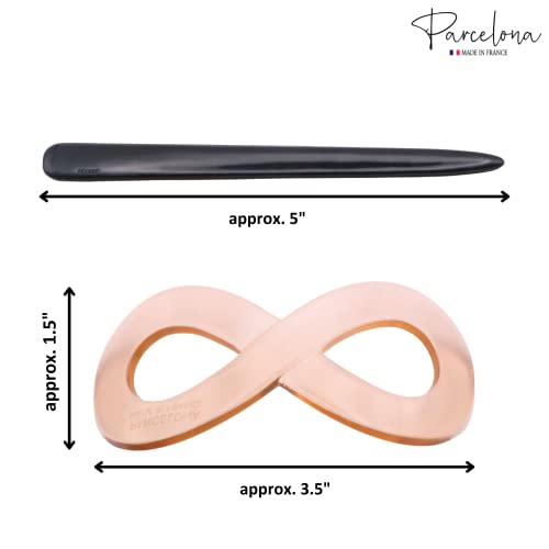 Parcelona French Infinity Medium Cellulose Hair Slider Bun Cover for Women