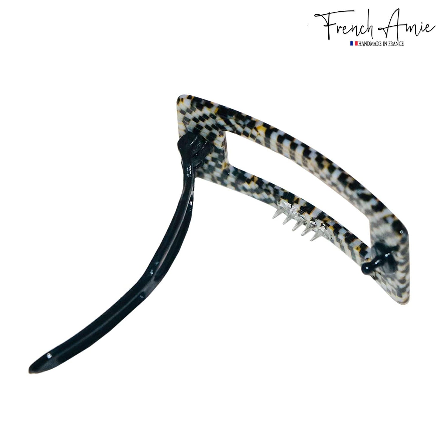 French Amie Rectangular Framed Small Opera Handmade Metal Free Hair Barrette