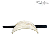 French Amie Oval Arch Handmade Ivory Ponytail Holder Slide Hair Bun Cover Stick